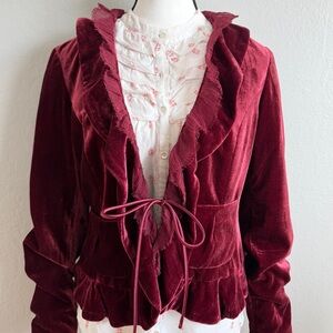 Vintage INC Burgundy Velvet Blazer SZ M Whimsigoth